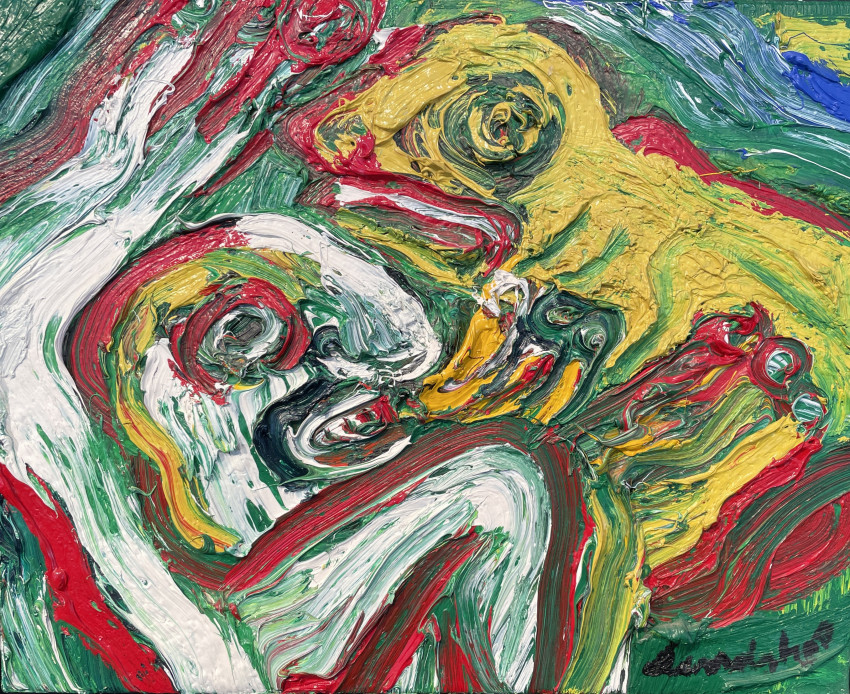 Olie op doek kunstwerk: zonder titel