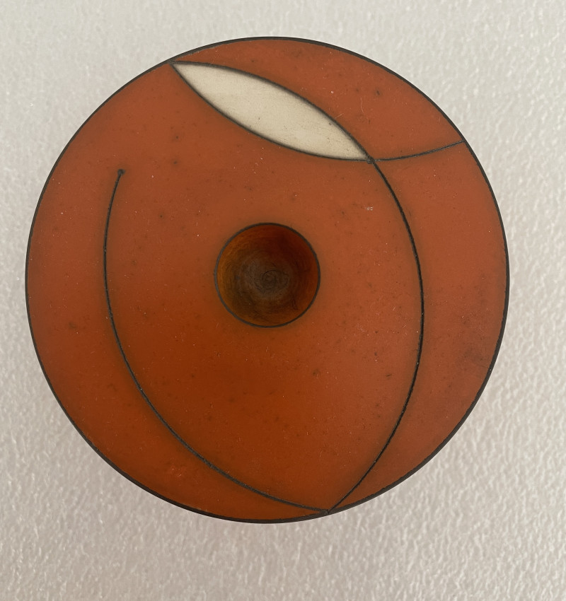 Keramiek kunstwerk: potsculptuut oranje klein