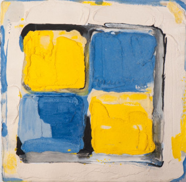 Geel Blauw in vierkant