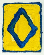 Gele ruit op blauw